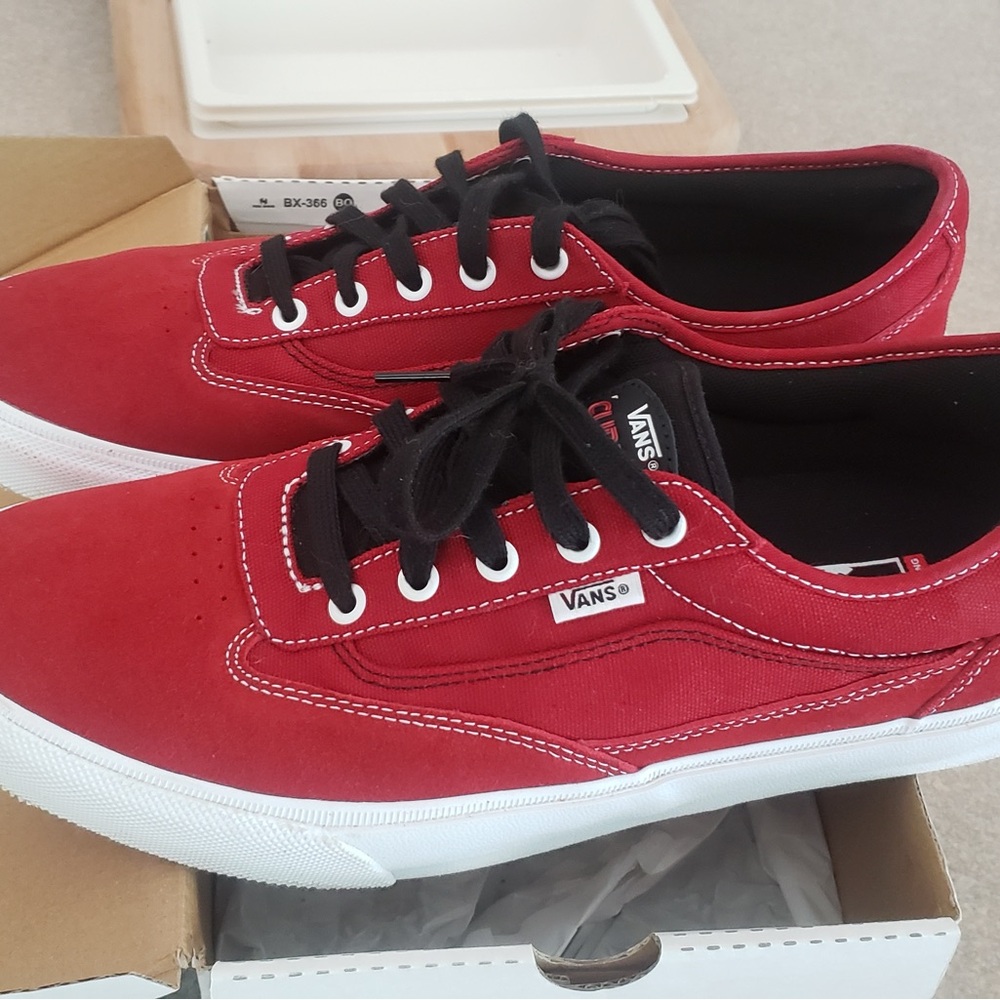 Vans Red and White Skate Sneakers